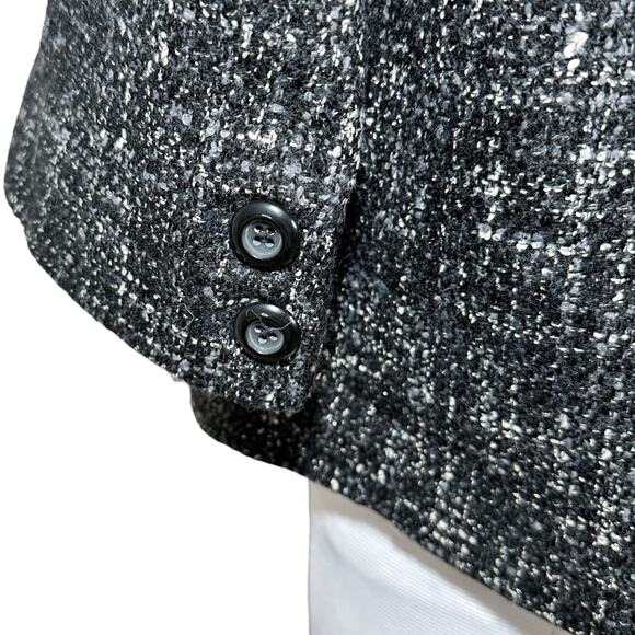 Guess Tweed Cropped Blazer Snap Pockets Black and White Women XS NWT - Picture 8 of 11